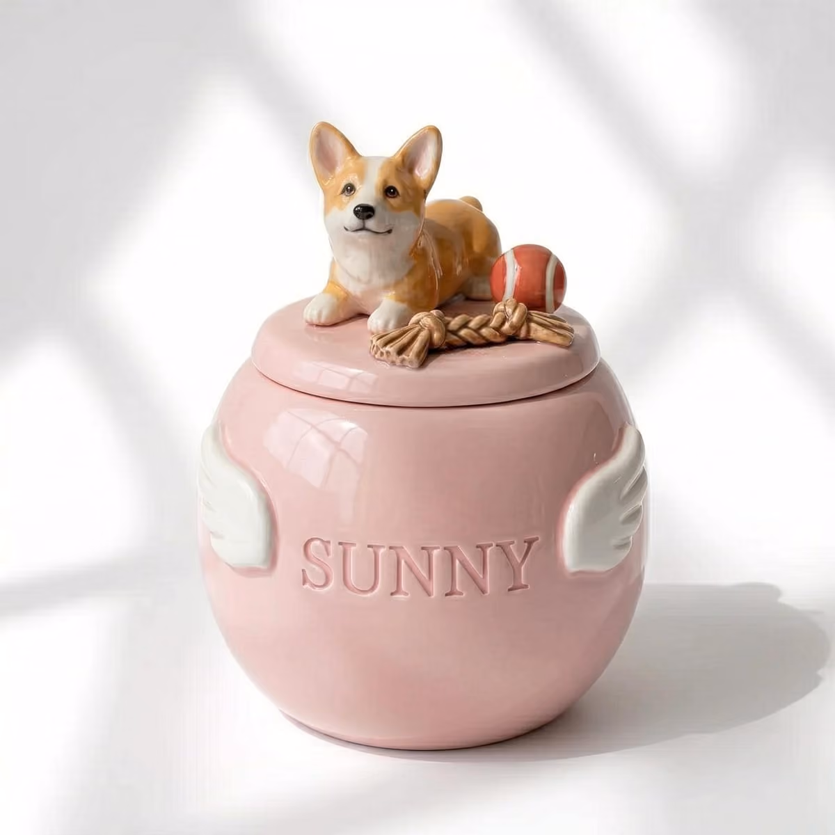 Angel Wings pet urn shown from the side