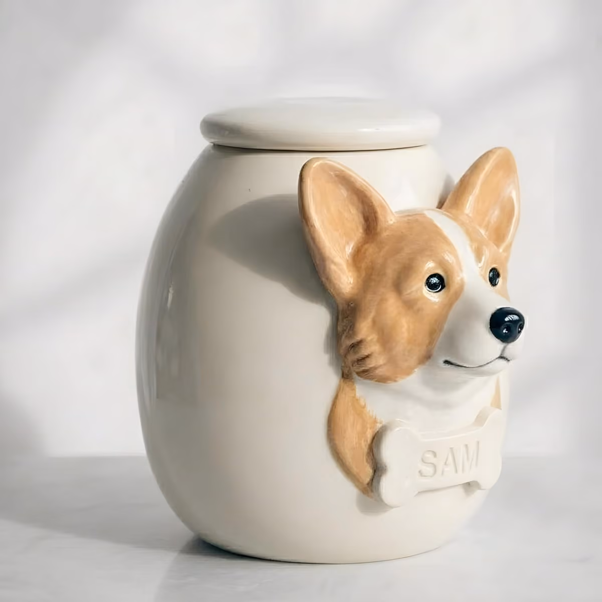 Corgi ceramic memorial urn, view 4