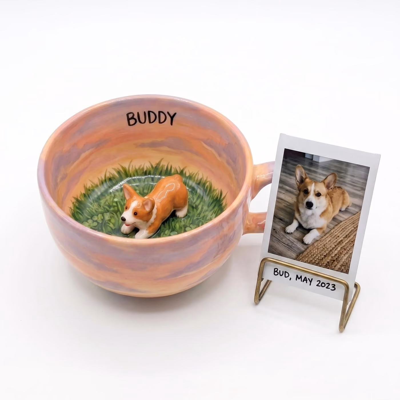 Handmade ceramic 3d pet diorama mug by Pepple Studio