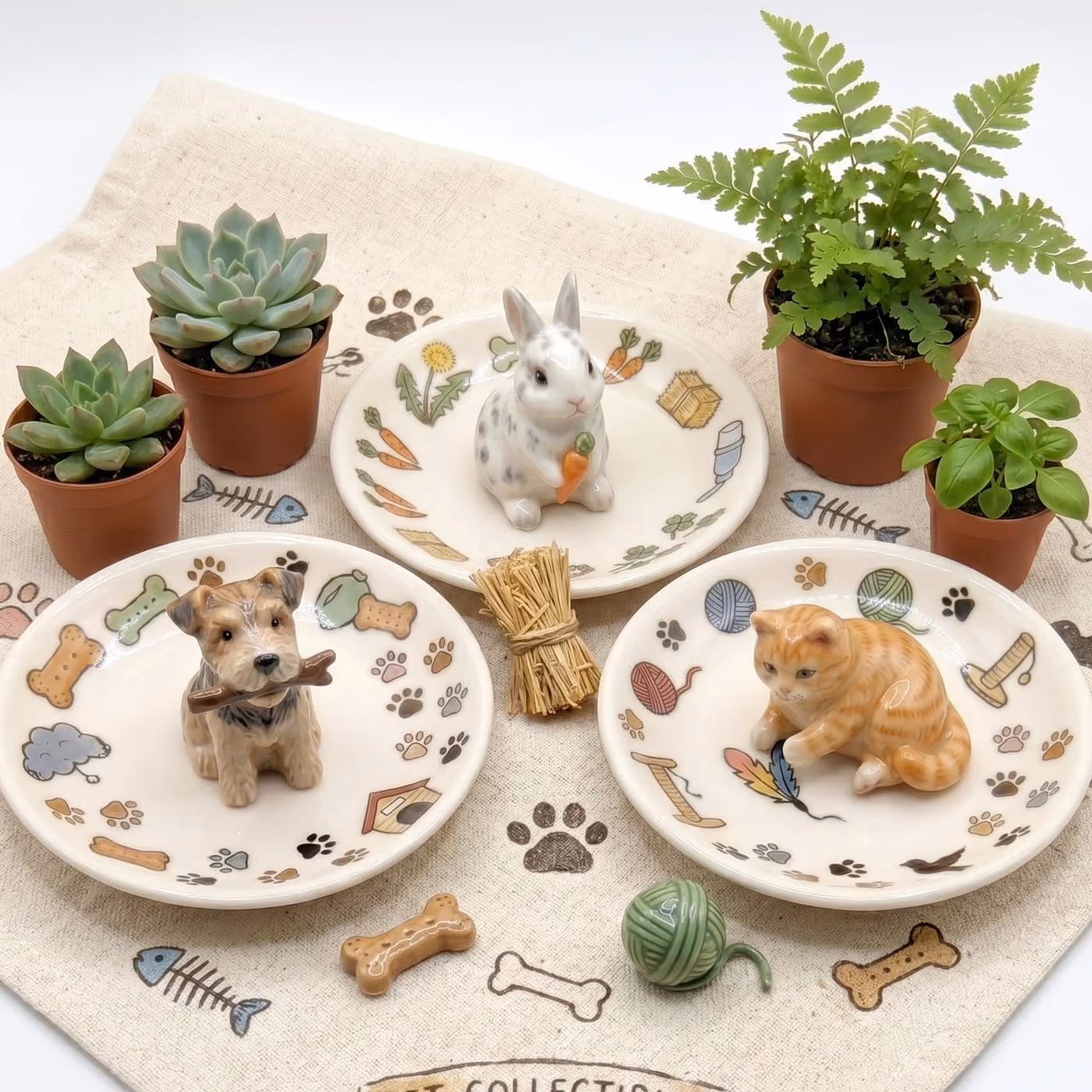 Handmade ceramic 3d pet plate and ring dish by Pepple Studio