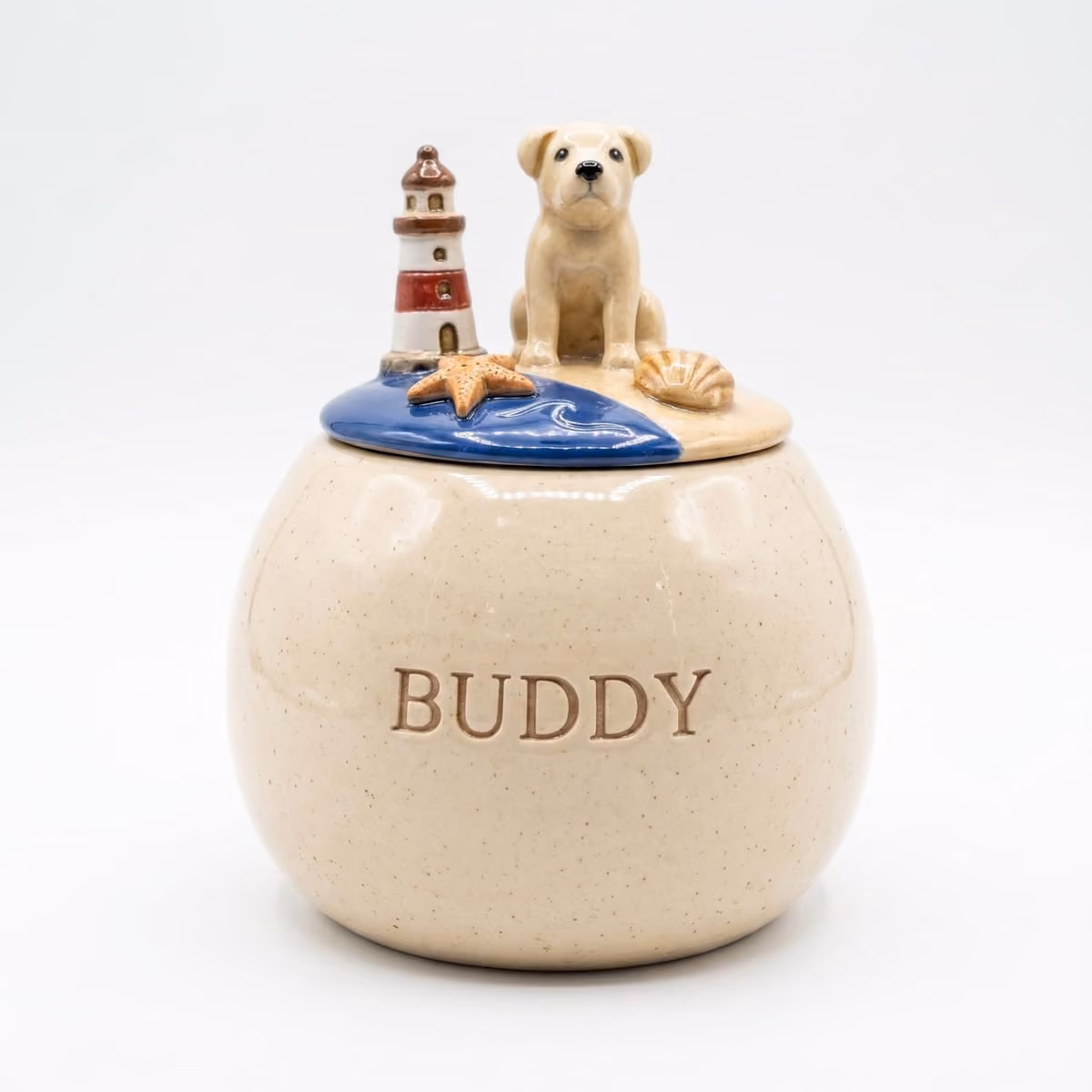 Ocean & Nautical pet urn shown from the side
