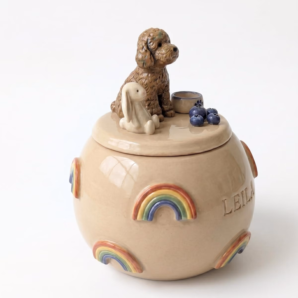 Cockapoo ceramic memorial urn, view 3